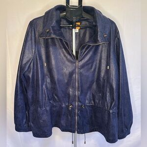 Ruby Rd. Animal Print Deep Blue Jacket